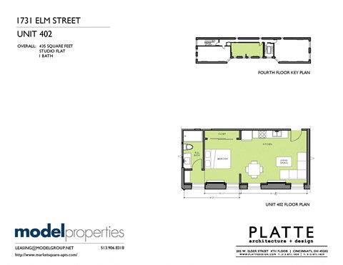 Floor plan for studio, 1 bath, 435 sqft